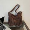 Trendy winter fringed underarm bag women's bag new simple fashion niche matte texture single shoulder crossbody