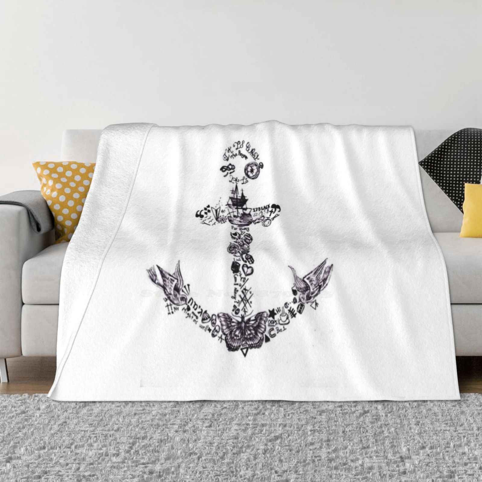 Harry S Tattoos Blanket Soft Warm Travel Portable Blanket 1D Cases Tattoos 30x40in