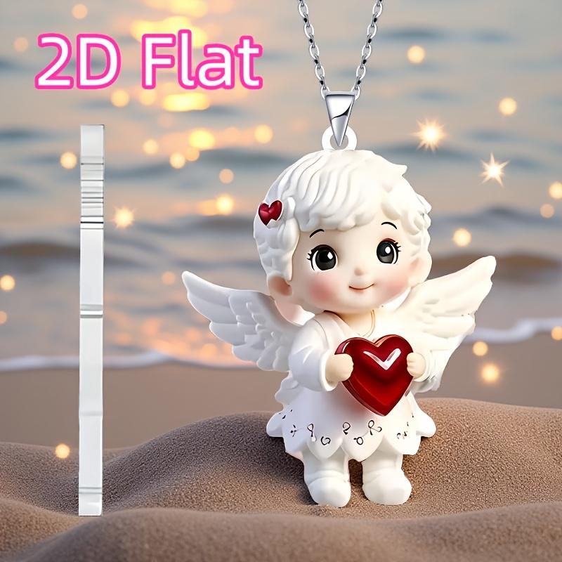 2D Flat Exquisite Fashion Lovely Love Angel Pendant Necklace Acrylic Gorgeous Angel Pattern Charm Pendant Daily Party Holiday