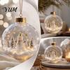 Luminous Christmas Ornaments Glowing Story Ornament, Light-Up Ball with Warm LED Light, Mini Holiday Display for Windowsills Scene In Clear