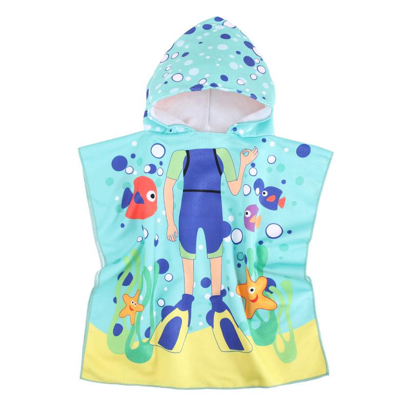 Children's Hooded Bathrobe Towel - Quick-Drying, Absorbent, for Beach, Bath, and Swimming