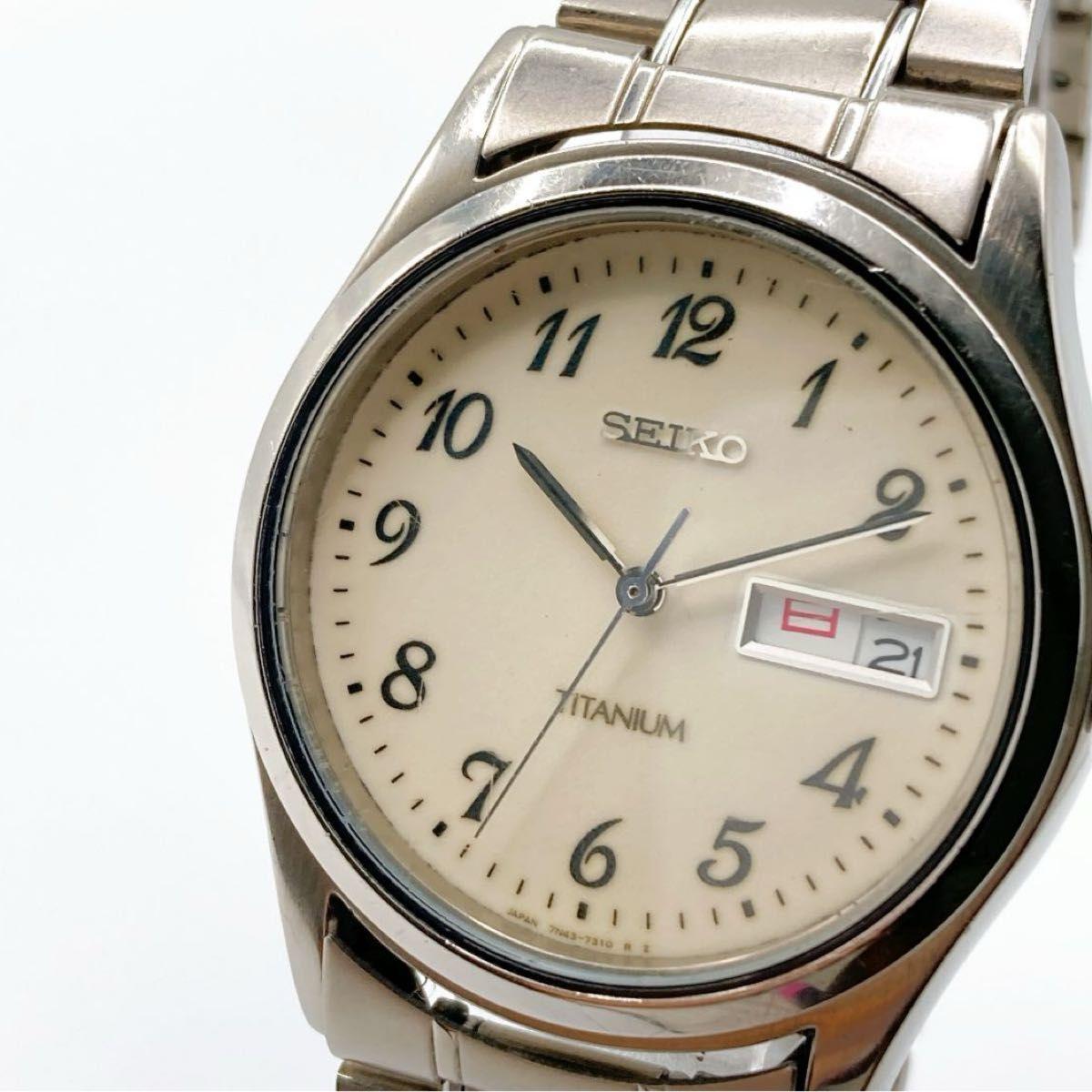 380 SEIKO Seiko Titanium Men s Watch Quartz Operation Luminous Day Date