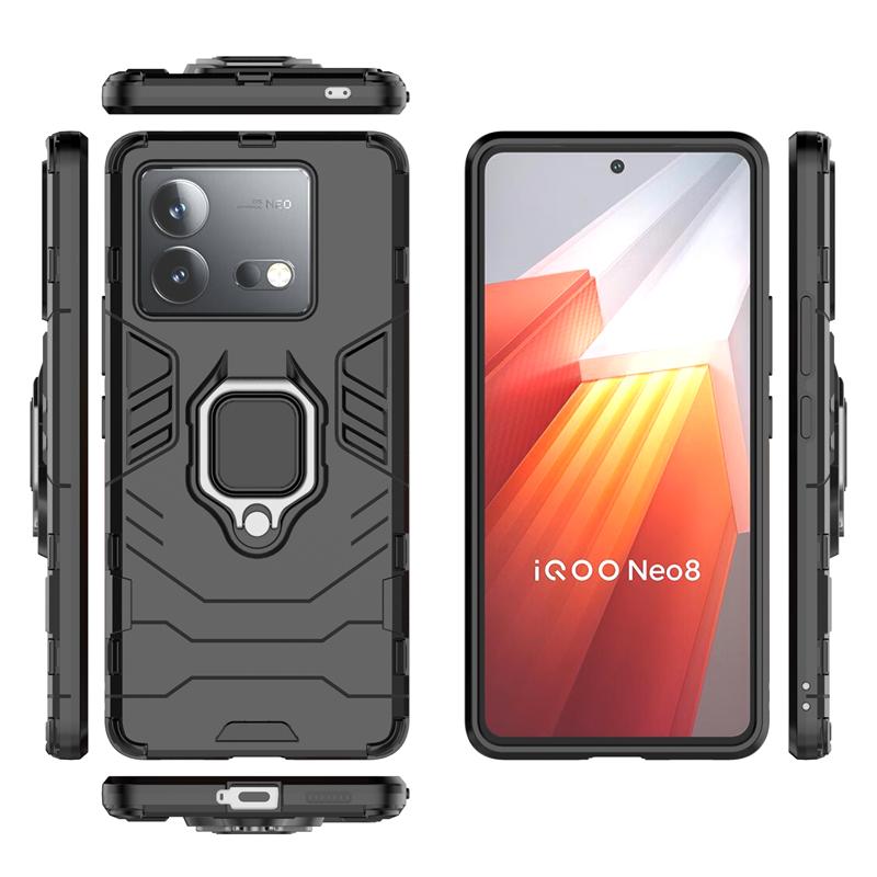 For Vivo iQOO Neo 8 Case Armor Magnetic Suction Stand Full Back Cover For Vivo iQOO Neo 8 Case For Vivo iQOO Neo 8 5G 6.78 Inch