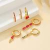 Luxury Rose Red Zircon Stainless Steel Water Drop Hoop Earring For Women 18K Gold Plated Huggie Women's Jewelry Pendientes Mujer