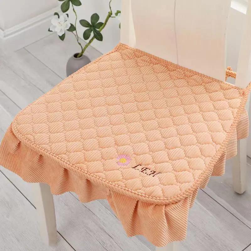 Dining Chair Cushion Four Seasons General Plush Chair Cushion Thickened Anti-slip Strap Stool Cover Cushion