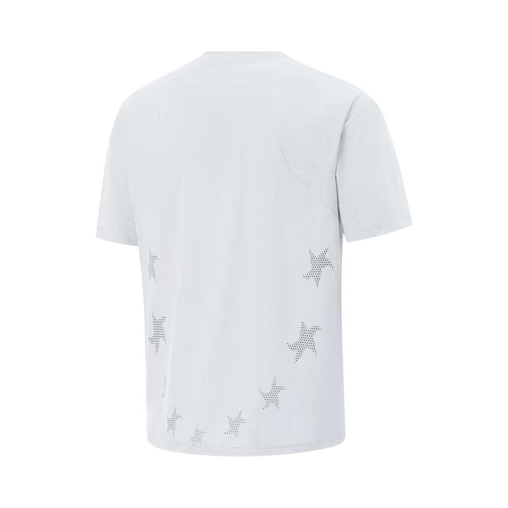 Li Ning X 1807 Collaboration Badfive Casual Breathable Loose Sports Fashion Round Neck Woven Short Sleeve T-Shirt Men Tops Gray AAFV013-1