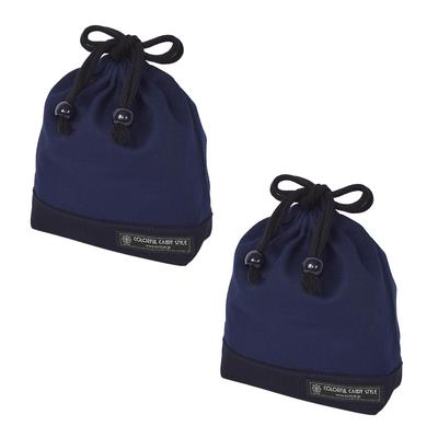COLORFUL CANDY STYLE Drawstring Small Cup Bag (With Name Tag) Deep Navy Set of 2 Girls Boys Stylish Children's Drawstring Bag Cup Holder Cup Bag