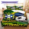 Brazil National Football Team Pattern Bedding,Quilt Set Quilt Cover Pillowcase Home Birthday Gift(1 * duvet cover + 2 * pillowcase, without core)