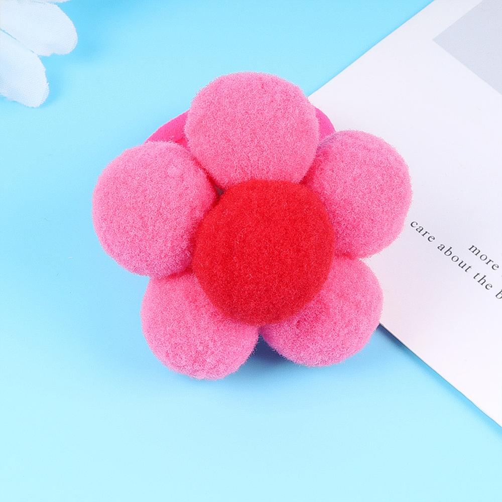 2pcs New Fur Flower Elastic Girl Womens Ponytail Holders Plush Ball Hair Ring Elastic Hair Rope Hair Tie Accessories Pompom