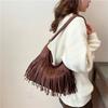 Retro-Fransen-Umhängetasche, Europäischer und Amerikanischer Persönlichkeits-Trend Damen-Tasche, Mode einfarbige Messenger-Tasche, Wildleder-Achseltasche