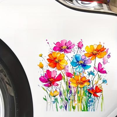 Strapazierfähige Vinyl Autoaufkleber - Lebhaftes Ölgemälde Blumendesign Wasserdichte & Kratzfeste Aufkleber für Autos, LKWs, SUVs - Rückleuchten