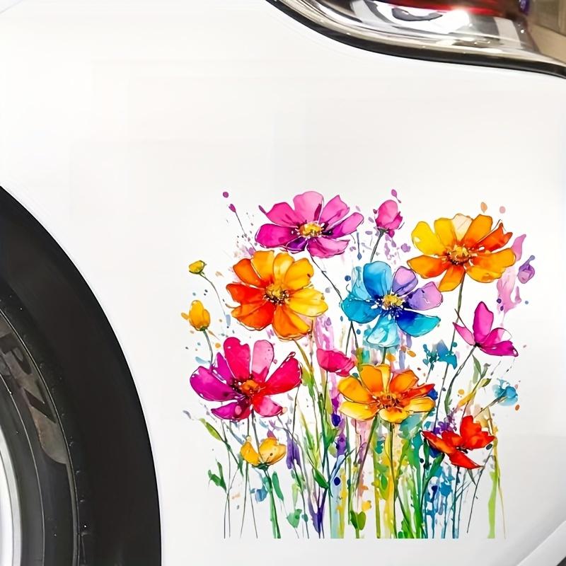 Durable Vinyl Car Decals - Vibrant Oil-Painted Floral Design Waterproof & Scratch-Resistant Stickers for Cars, Trucks, SUVs - Tail Lights