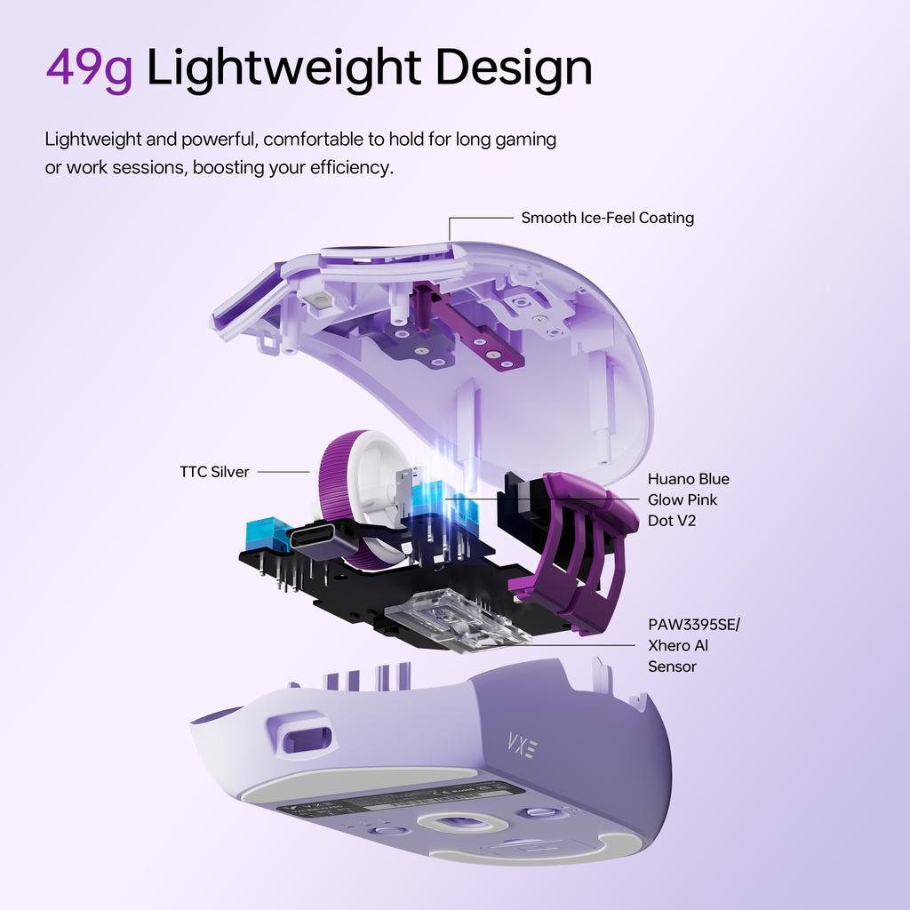 ATK VXE Dragonfly V3 PRO Bluetooth Gaming Mouse PAW3395SE 2.4G Wireless E-sports Mice Rechargeable Lightweight Ergonomic