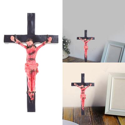 Jesus Cross Statue Wooden Crucifix Wall Cross Home Room Decoration Church Decoration Hang Wall Decor for Party