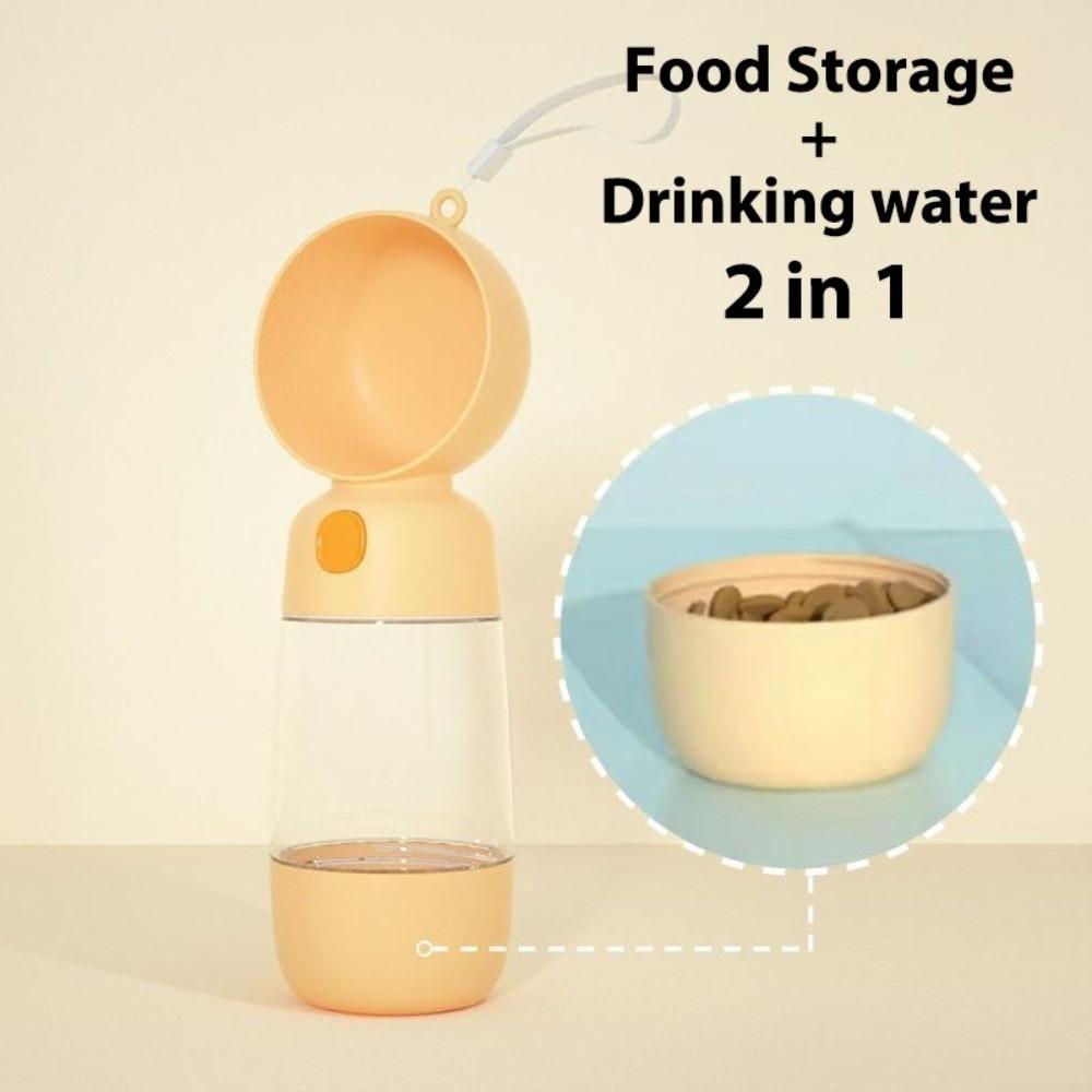 2 in 1 Pet Water Bottle Transparent Easy To Clean Pet Food Containers Plastic with Strap Dog Drinking Bottle Garden