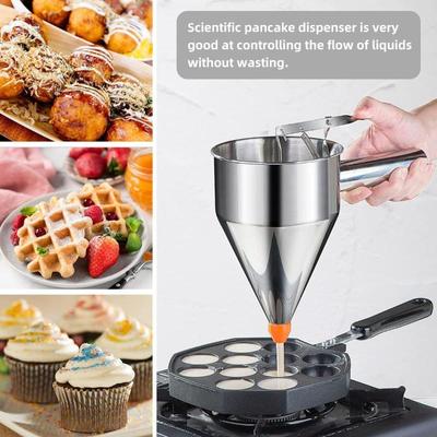 1200 ml Edelstahl Trichter Spender mit Ständer Cupcake Pfannkuchen Teig Zubereiter Oktopus Fischbällchen Haushaltsküche Backzubehör Werkzeuge