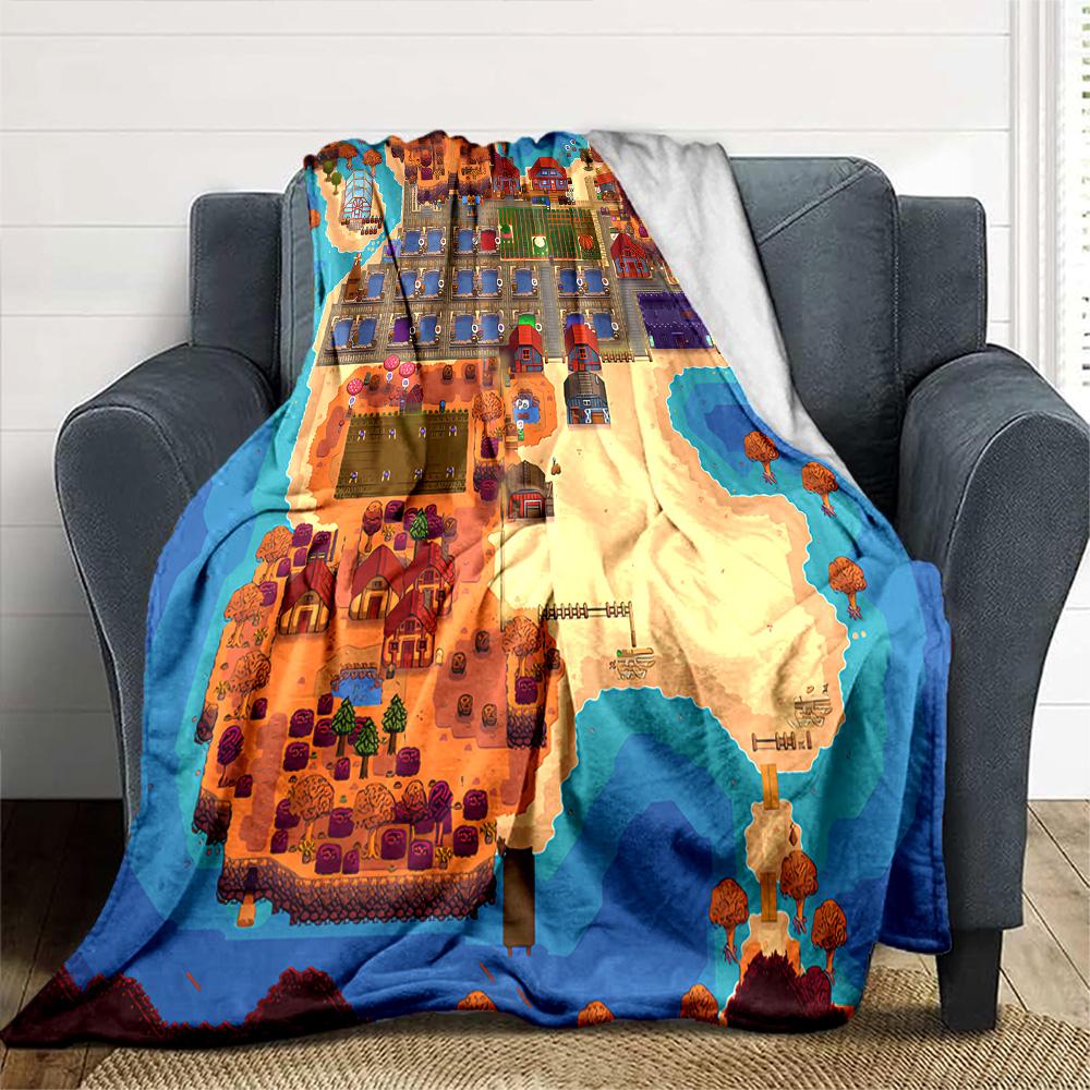1pc Blanket - game Stardew Valley Print Design,Lightweight Blanket for Sofa,Bed- Soft &Warm,Gift for All Seasons
