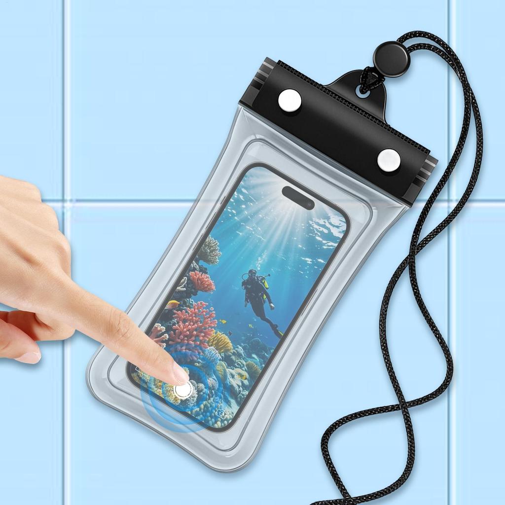 Universal Waterproof Phone Case Dry Bag with Lanyard Transparent Touch Screen for Beach Diving Snorkeling Surfing Travel
