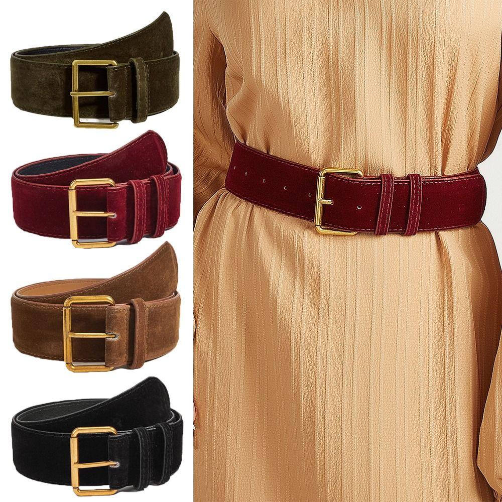 Trendy Suede Leather Wide Belt Casual Business Waist Strap Pin Buckle Waistband  Gifts