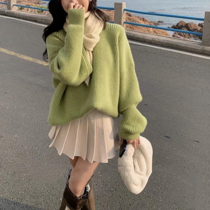 Candy Color Women's Loose Knit Sweater - Autumn/Winter 2026 Soft Casual Pullover