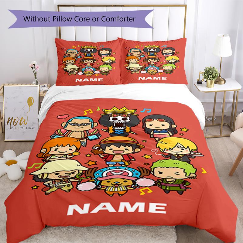 3pcs Custom Name One Piece Bedding Set Duvet Cover Closure Includes 1 Duvet Cover & 2 Pillowcases, Soft and Comfortable for All Seasons.