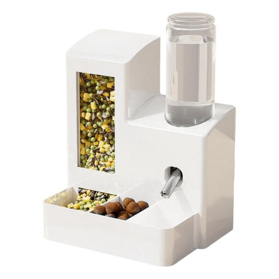 Automatic Hamster Feeder 3 in 1 Food And Water Dispenser 3-Cell Feeding Station with 125ml Bottle for Home Bunny Ferrets Small Animal