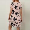 Women's Petal Short Sleeve V Neck Loose Floral Print Swing Sundress With Pockets