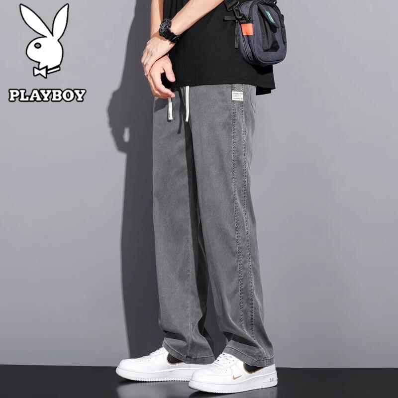 

PLAYBOY Men s Lyocell Tencel Loose Fit Wide-Leg Jeans M