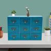 9 Schubladen Holz Apothekerschrank, Blaue Rechteckige Kräuteraufbewahrungsbox Tischplatte 38*9.5*26cm zur Platzierung im Wohnzimmer, Kommode