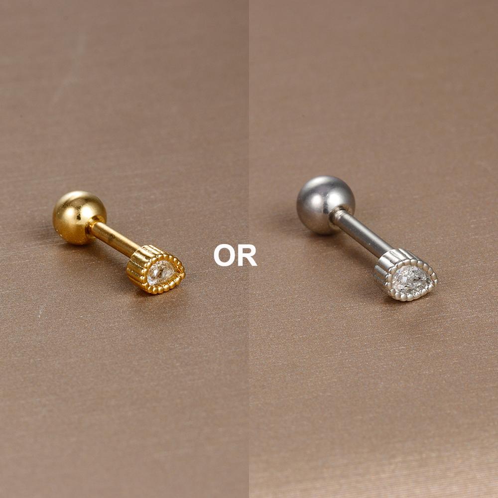 1PC 316L Stainless Steel Mini Zircon Cartilage Piercing Stud Earring For Women Girl Helix Tragus Body Zircon Statement