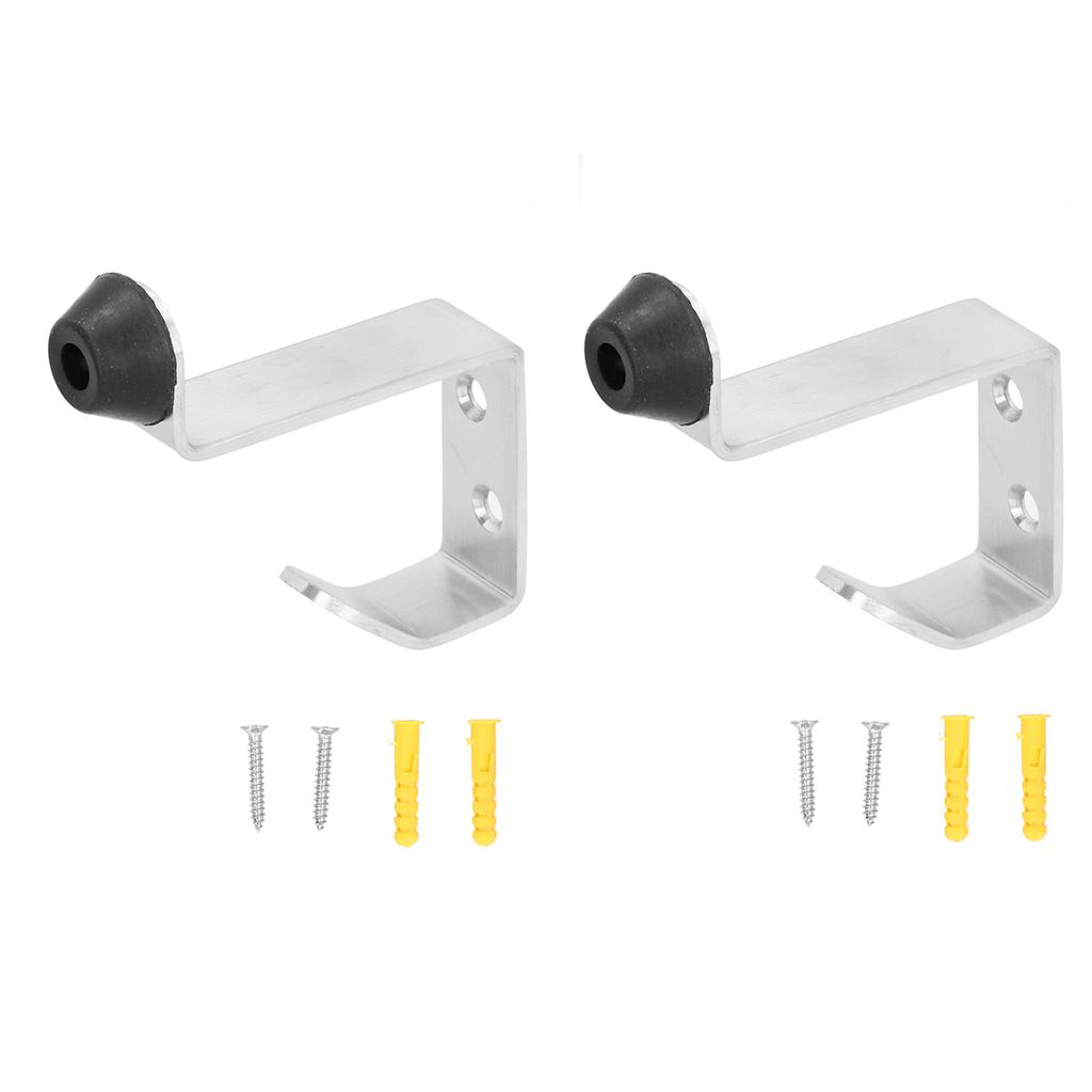 2 Set Door Stops Stainless Steel Door Stopper with Clothes Hook Bag Hanger for Office Home