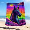 1pc Unicorn Fantasy Artwork Print Outdoor Blanket, Lightweight Polyester,