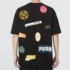 Puma PRINT MIX BADGE T Shirts Men's Black Crew Neck Moderate Straight Fit 537795-01