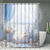 Cortina de Ducha con Estampado de Playa - Personalidad Moderna, Poliéster Impermeable, Temática de Dibujos Animados Arcoíris, Para Todas las Estaciones, Decoración de Baño