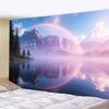 Nature Landscape Tapestry?- Misty Mountain Lake with Rainbow Decor