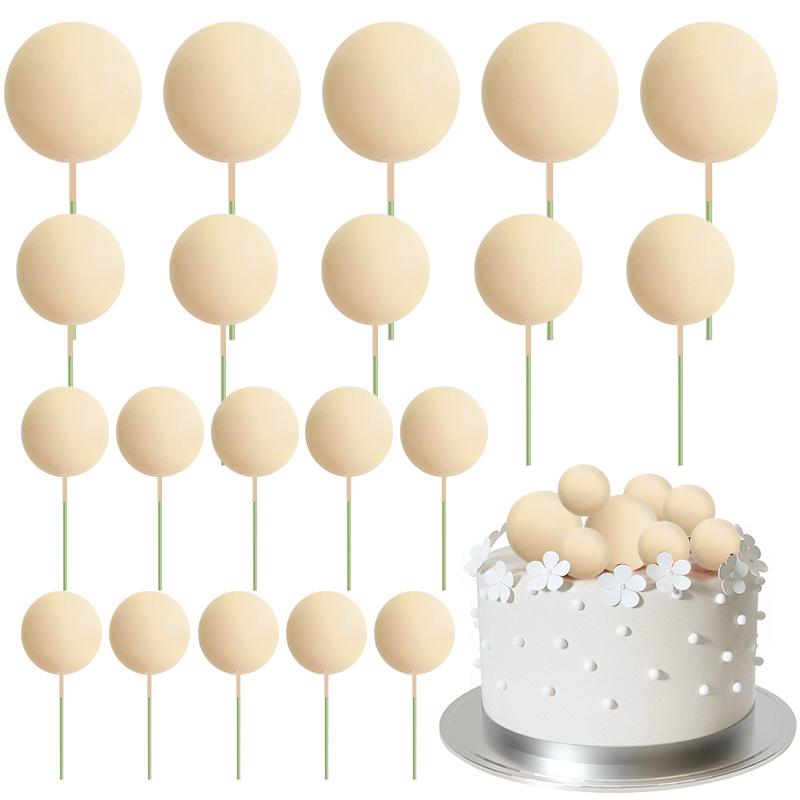 20pcs Colorful Balls Cake Topper for Wedding Birthday Party Cake DIY Decoration Mini Balloons Cupcake Insert Sticks Baby Shower