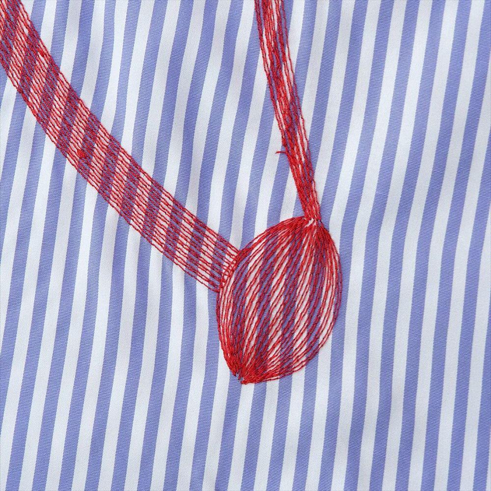 Spring/Summer 2025 Women's Fashion: Versatile Striped Shirt with Hollow Embroidery Design