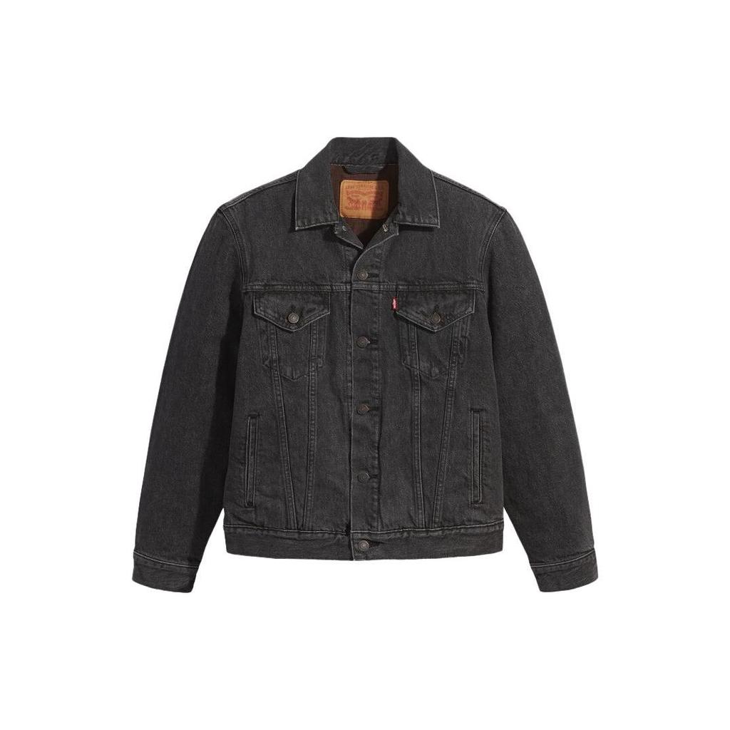 Levis FW23 Solid Color Single-Breasted Straight Leg Denim Thick Jacket Men jackets Black Gray A3182-0001