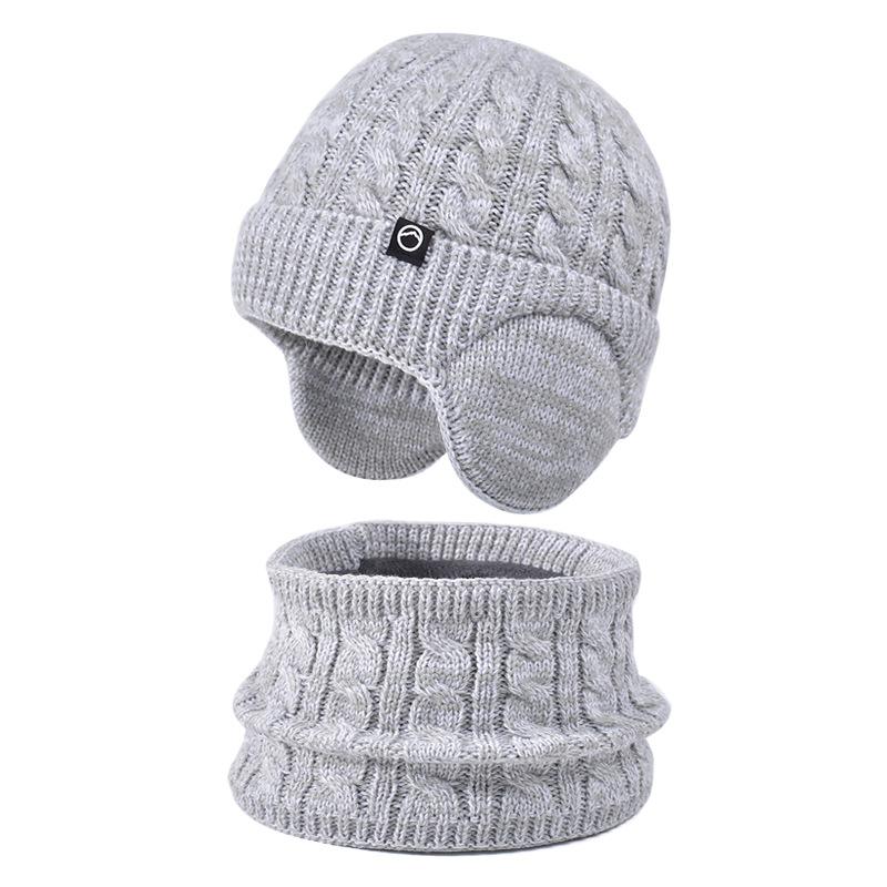 Winter Plush Thick Children's Hat, Scarf Gloves, Three Piece Set, Men's and Women's Outdoor Windproof Ear Protection, Warm Knitted Hat