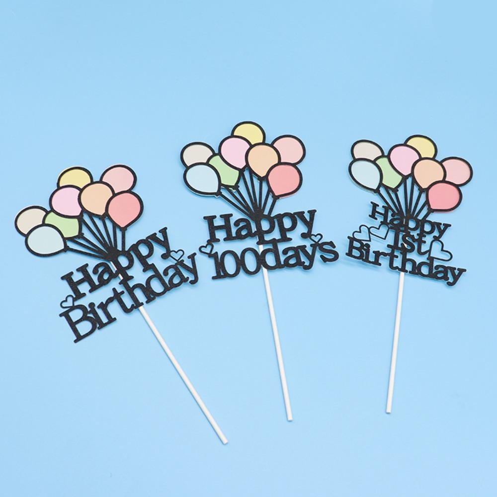 Double Layer Balloons Cake Toppers Cartoon Happy Birthday Cake Decoration  Home Decoration