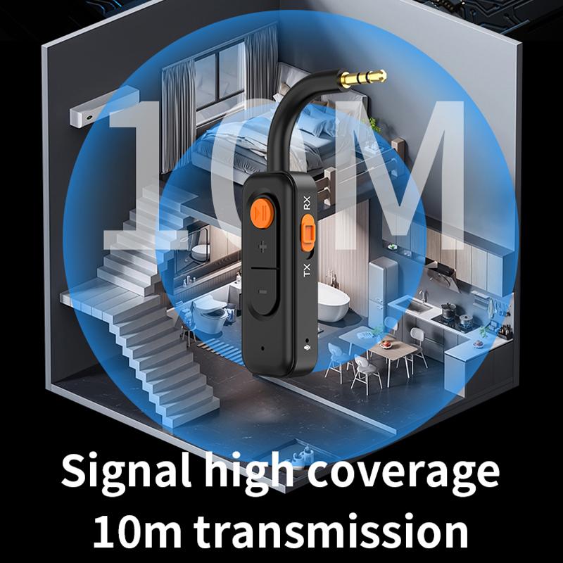 Bluetooth 5.4 Audioadapter Empfänger Sender 3,5 mm AUX Drahtloser Audioadapter HIFI Musik Mit HD-Mikrofon Für TV Auto Kopfhörer