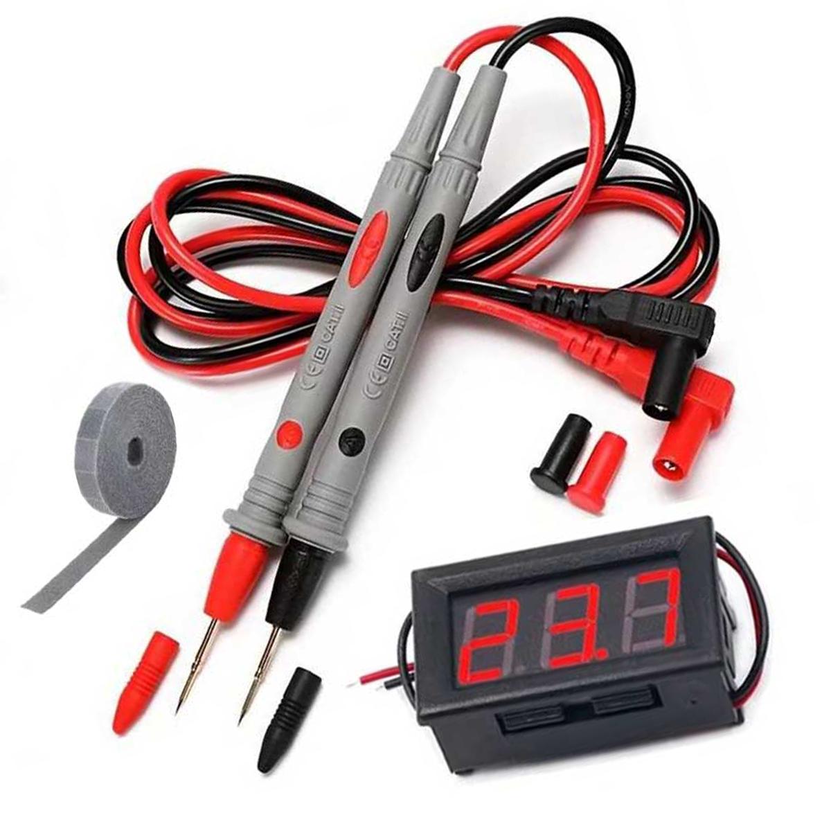 

Universal Digital Multimeter Test Leads 1000V 20A + Waterproof Digital Voltage Display LED Voltmeter Two-Wire DC 3V-30V Tester