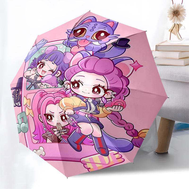 1 Stück Outdoor-Schirm mit niedlichen Anime-Charakteren - Automatisches Öffnen/Schließen, Tragbares 3-fach faltbares Design, 8-Speichen-Eisenrahmen - Perfektes Geschenk für Fans, Tr