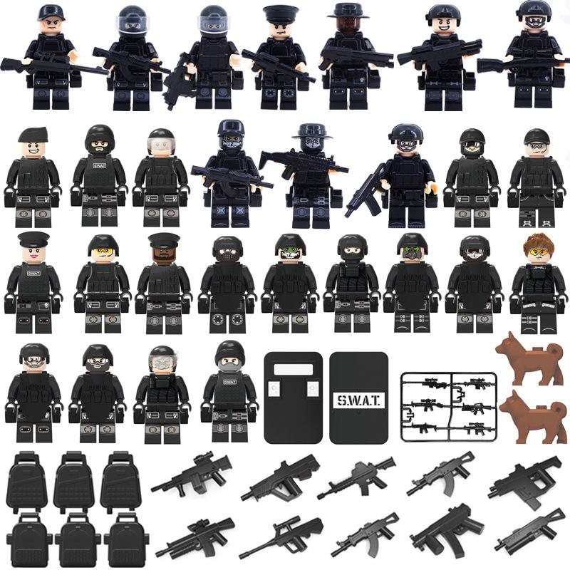 Black Swat 22 Models 24 Building Block Minifigures Small Particles Assembled Military Toys Opp Bags