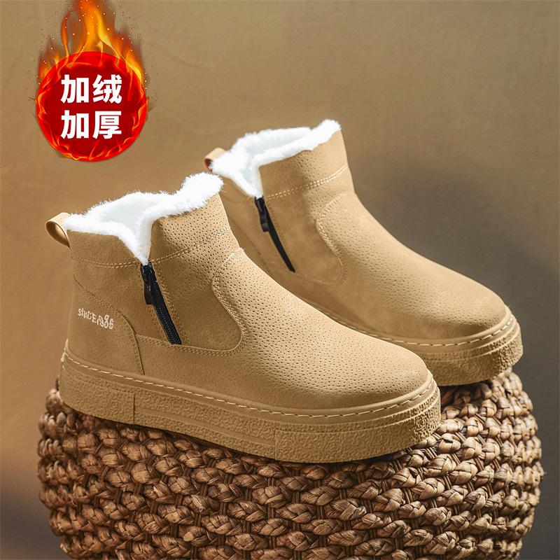 

Зимние новые модные мужские зимние ботинки 2024 года, корейская версия осенне-зимней термообувь из бархата и хлопка 44