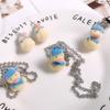 Adorable Cartoon Duck Necklace/Earrings/Keychains Adornment Handcrafted Choker Chain/Ear Hooks/Keyrings for Women Girls