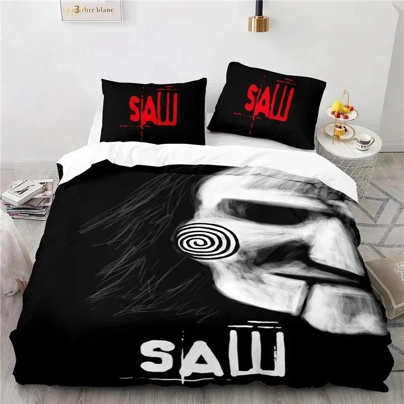 Lodestar Unisex Horror Saw Movie Bedding Set Boys Girls Twin Queen Size Duvet Cover Pillowcase Bed Boys Adult Fashion Home Textileextile