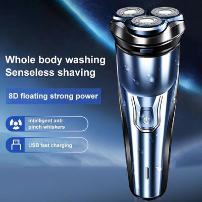 New Electrical 8D Floating Blade  Rotary Shaver USB Fast Charge IPX-7 Waterproof  Low Noise Portable For Travel Home