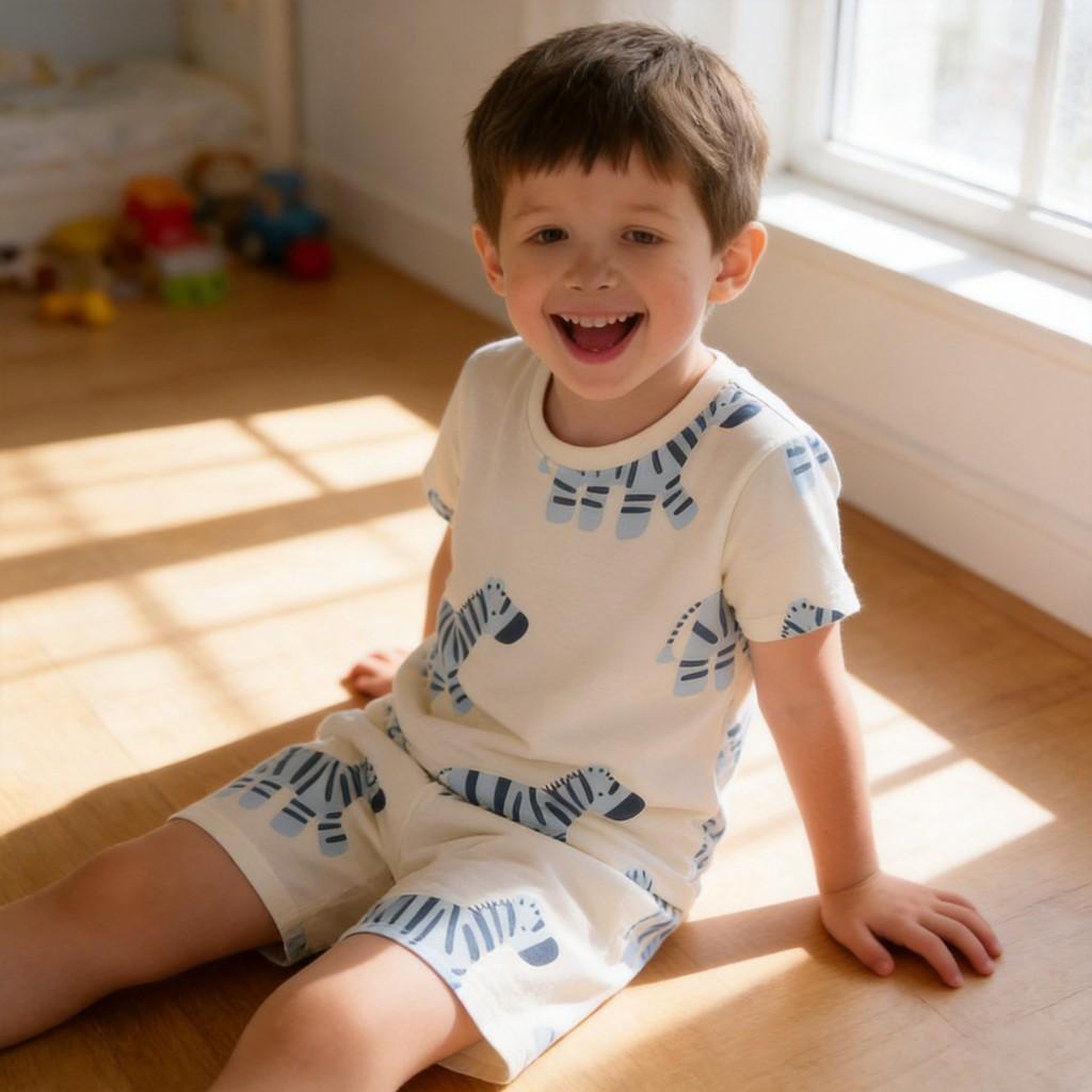 Boys Summer Pajamas Set Cotton Animal Cartoon For Kids Ages 3 To 8