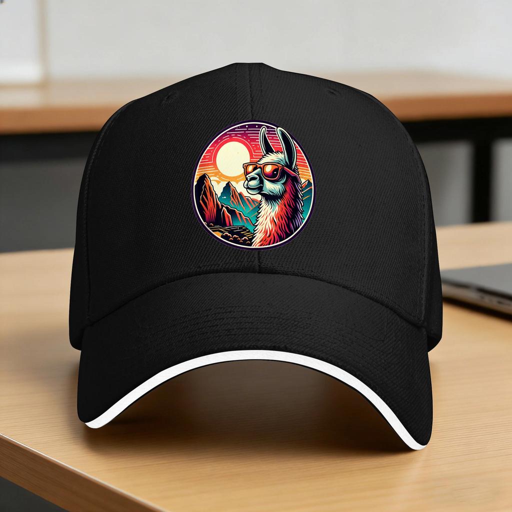 Alpaca At Machu Picchu In Peru Sun Baseball Cap Summer Unisex Adult Custom DIY Trucker Hat Sunscreen Casual Hiking Snapback Cap